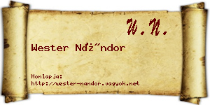 Wester Nándor névjegykártya